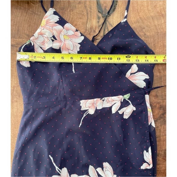 NWT Lulus Loiselle Navy Blue Floral Print Polka Dot Wrap Maxi Dress S M​​​​ - Picture 6 of 14